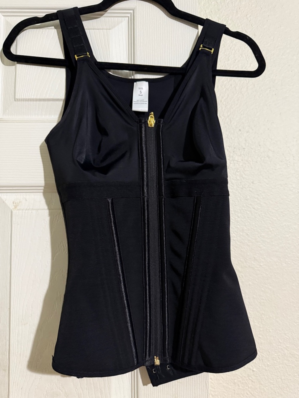 Black Front-Zip Sculpting Shapewear Tank with Adjustable Straps